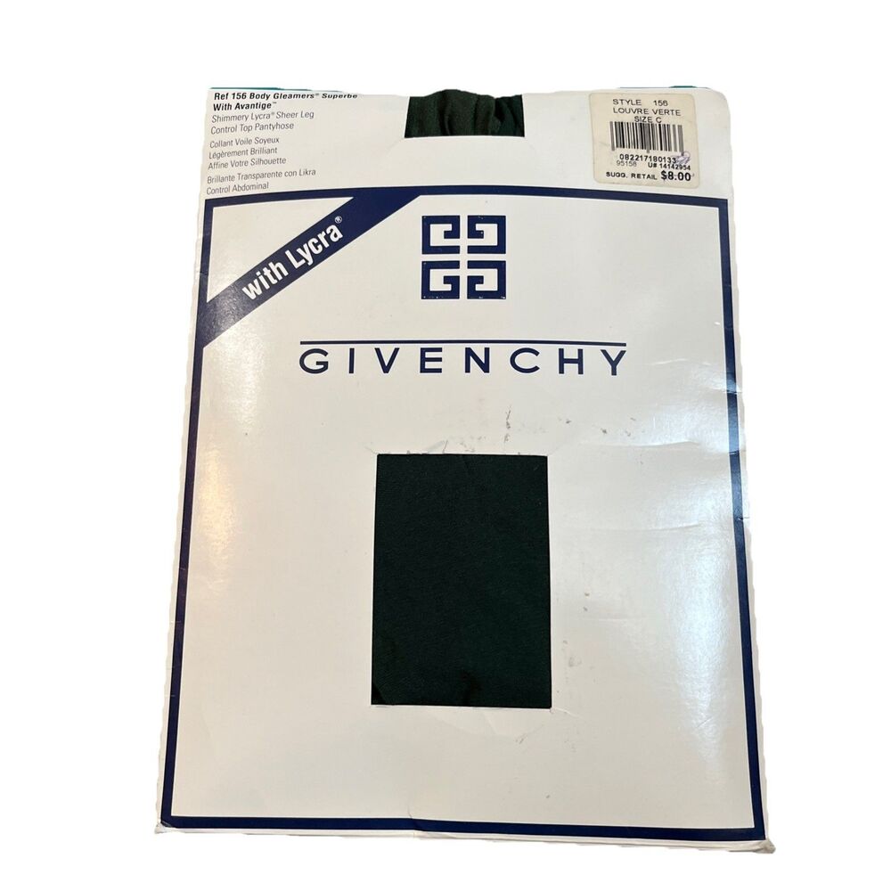 Givenchy Body Gleamers Shimmery Lycra Sheer Leg Control Top Pantyhose Green Sz C